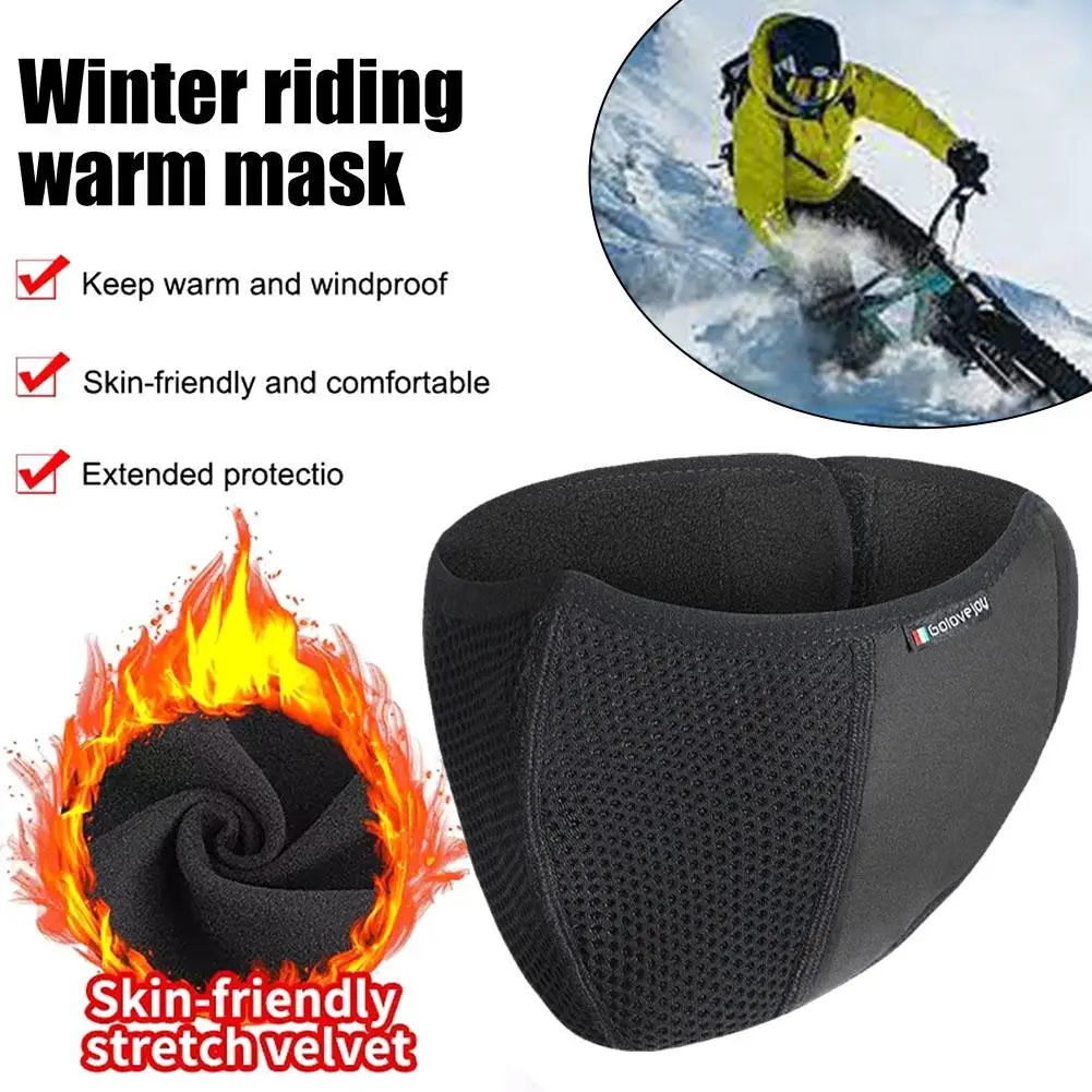 Winter Warm Face Mask Breathable Face Cover for Skiing Fishing Hiking Cycling Windproof Black Warm Fleece Mask for Men Wome H0R9