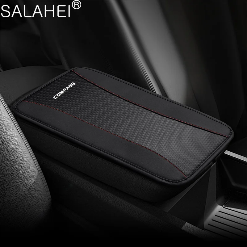 Car Armrest Cushion Cover Pad Leather Arm Rest Mat Protector Auto Accessories For Jeep Compass Trailhawk Limited 4x4 MK49 MP SUV