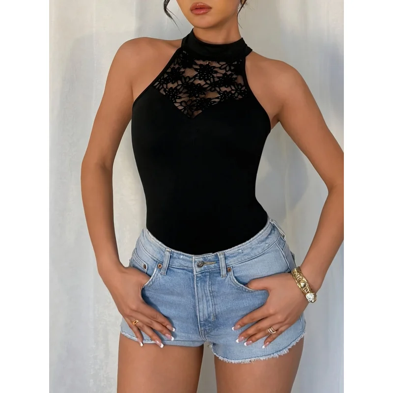 Immagine 6: Body Elegante da Donna in Stile Francese con Pizzo, Senza Schienale e Senza Maniche, per Primavera ed Estate