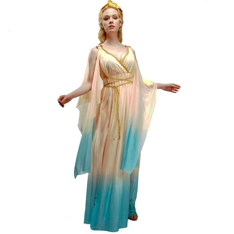 Women\'s Greek Goddess Dress Costume Adult Roman Princess Dress Sexy Cleopatra Queen Cosplay Halloween Carnival Party Fancy Dress