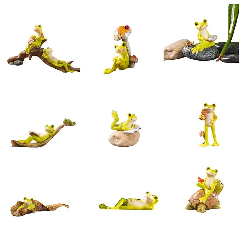 Resin Funny Frog Figurines For Interior Home Bathroom Interior Decoration Accessories Personalized Gift Object Garden Decor