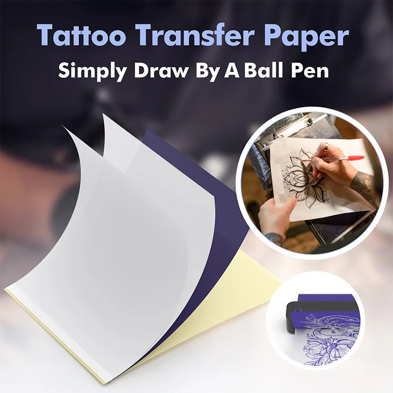 50Pcs Tattoo Transfer Papers Copier A4 Size Sheets for Tattoo Stencils Printer Spirit Master Carbon Paper