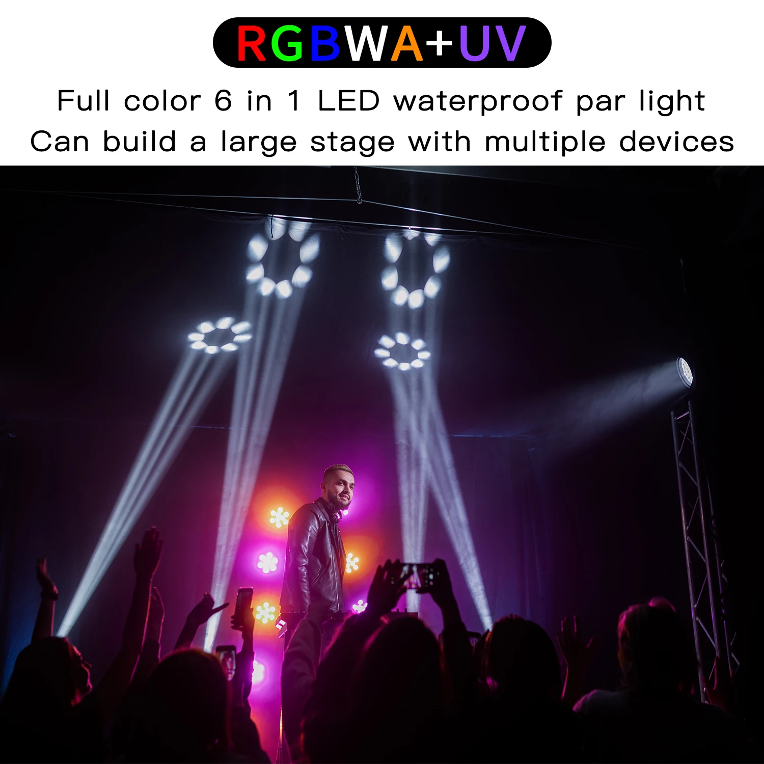 Imagem -03 - Rgbwa Levou Luz Palco uv 7x18w em Ip65 Impermeável Controle Dmx Iluminação Palco dj Discoteca