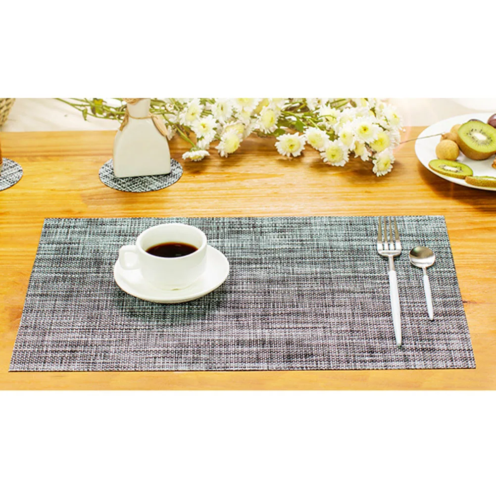 

Thickened Pvc Table Mat Heat Resistant S Proof Woven Placemat For Western Restaurant Grey Melange Color Easy Clean