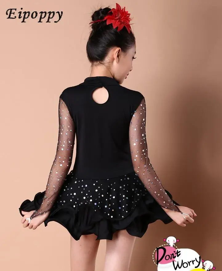 تنورة رقص لاتينية للأطفال ، نصف كم ، بدلة سباق ، أزياء أداء ، فتاة