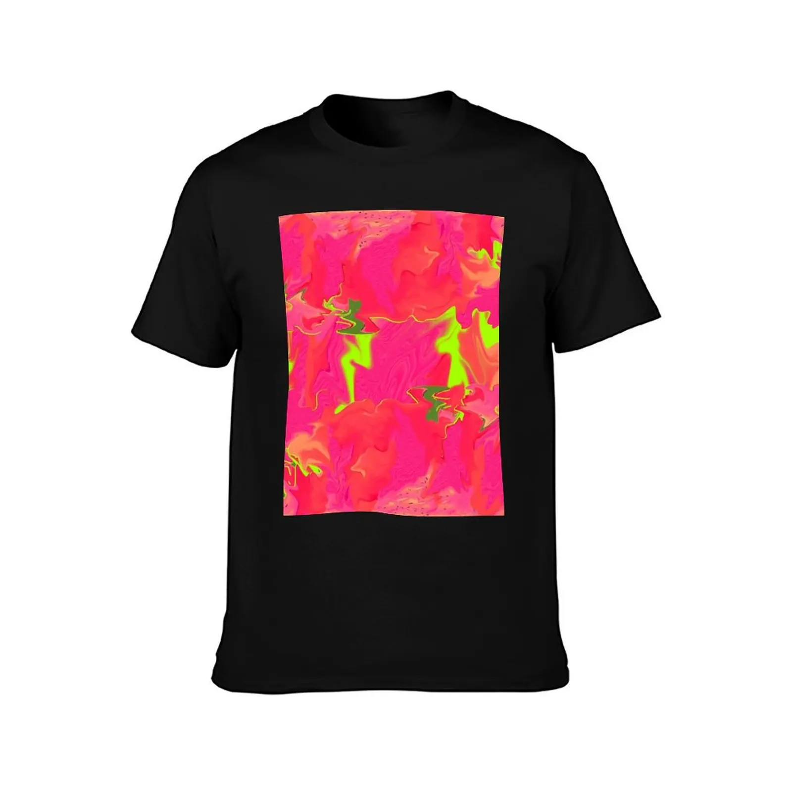 Pattern abstract neon colors, pink, yellow, green T-Shirt funny t shirts cotton T-Shirt