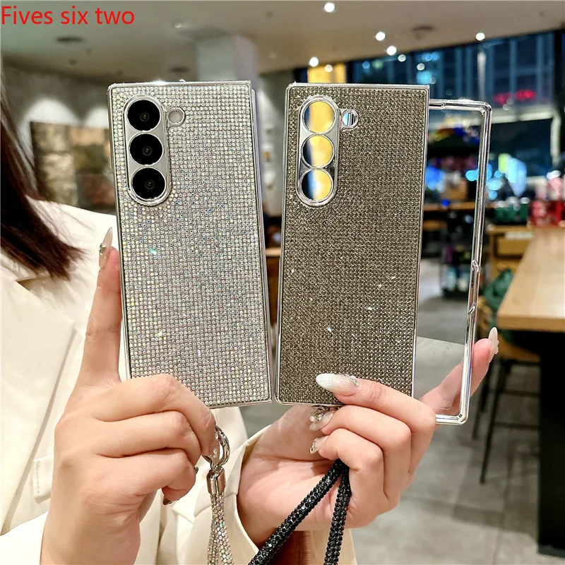 

Роскошные чехлы для телефонов с бриллиантами для Samsung Galaxy Z Fold 6 5G 5 4 Fold6 Fold5 Fold4, браслет, блестящий бампер, противоударный чехол для ПК