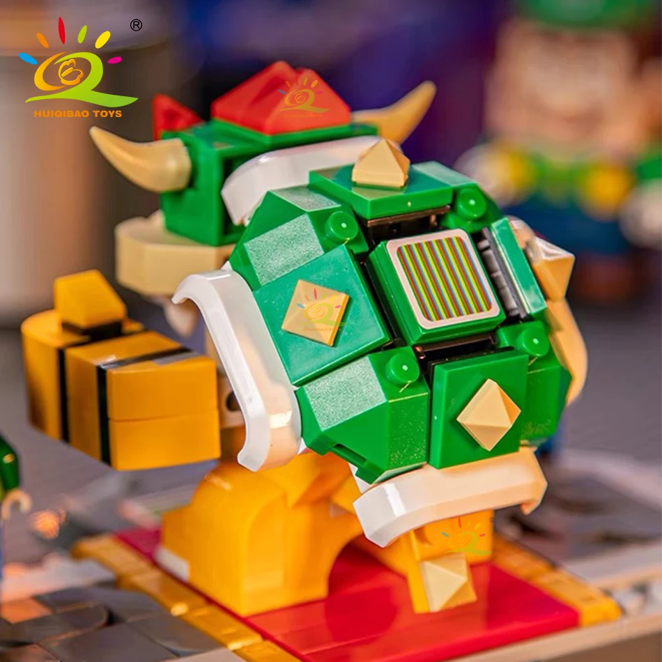 HUIQIBAO TOYS 491Pcs Boys DIY Japanese Games Cartoon Koopa With Combat Platform Building Blocks Bricks Toys  Children Adult Gift