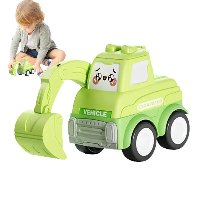 Baby Cartoon Toy Car Mini Press Go Vehicles Inertia Pull Back Cars Early Education Loader Crane Bulldozer Excavator Toys