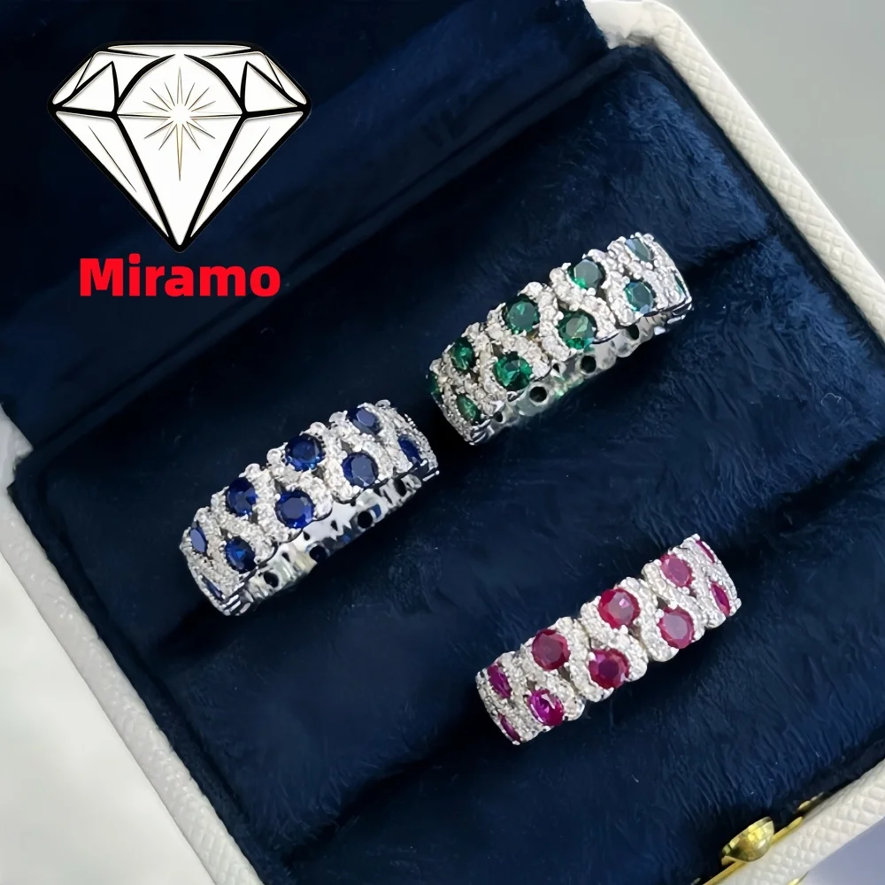 Multi-Color Zircon Closed Band Ring Fashion Elegant Full Paved Zircon Closed Ring for Women S925 Sterling Silver Unique Jewelry