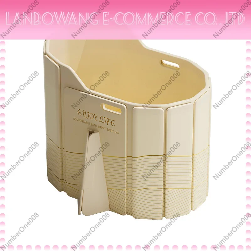 Foldable Heightened Bath Bucket， Adult Collapsible Bathtub， Free Installation Deep Tall Tub for Home Soaking