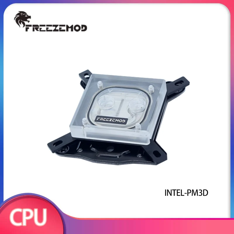 

FREEZEMOD PC CPU Block, медный акриловый прозрачный водяной охладитель, блоки для охлаждения жидкостью, для процессоров Intel 115X 2011 2066, INTEL-PM3D