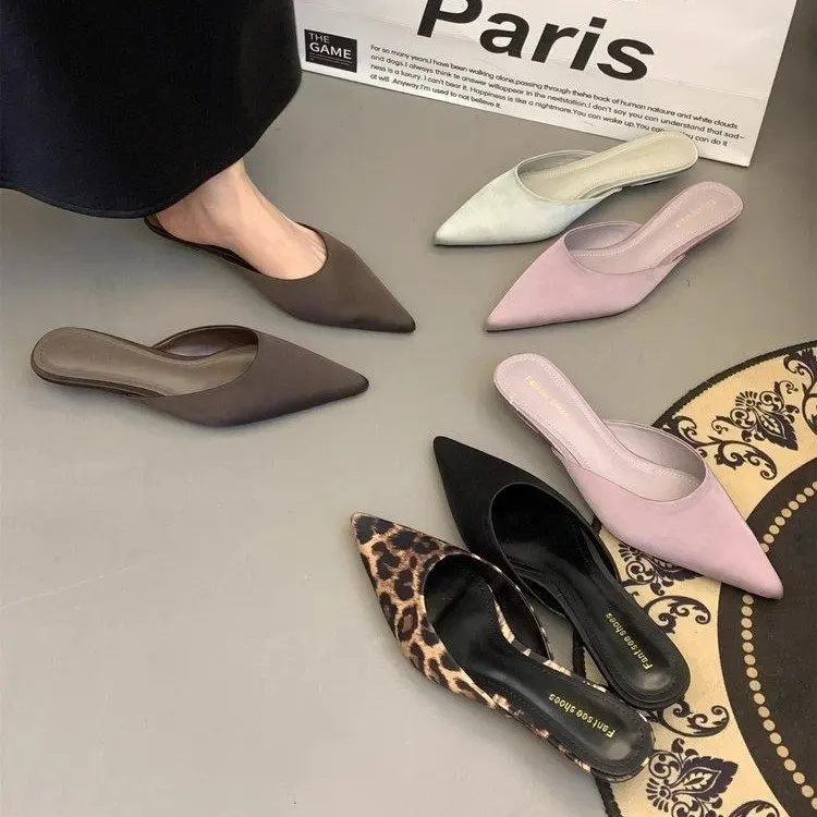 Sandálias de Salto Alto Femininas Tamanho 35-43, Estilo Retro, Sem Costura, Sapatos e Chinelos Mueller para o Verão