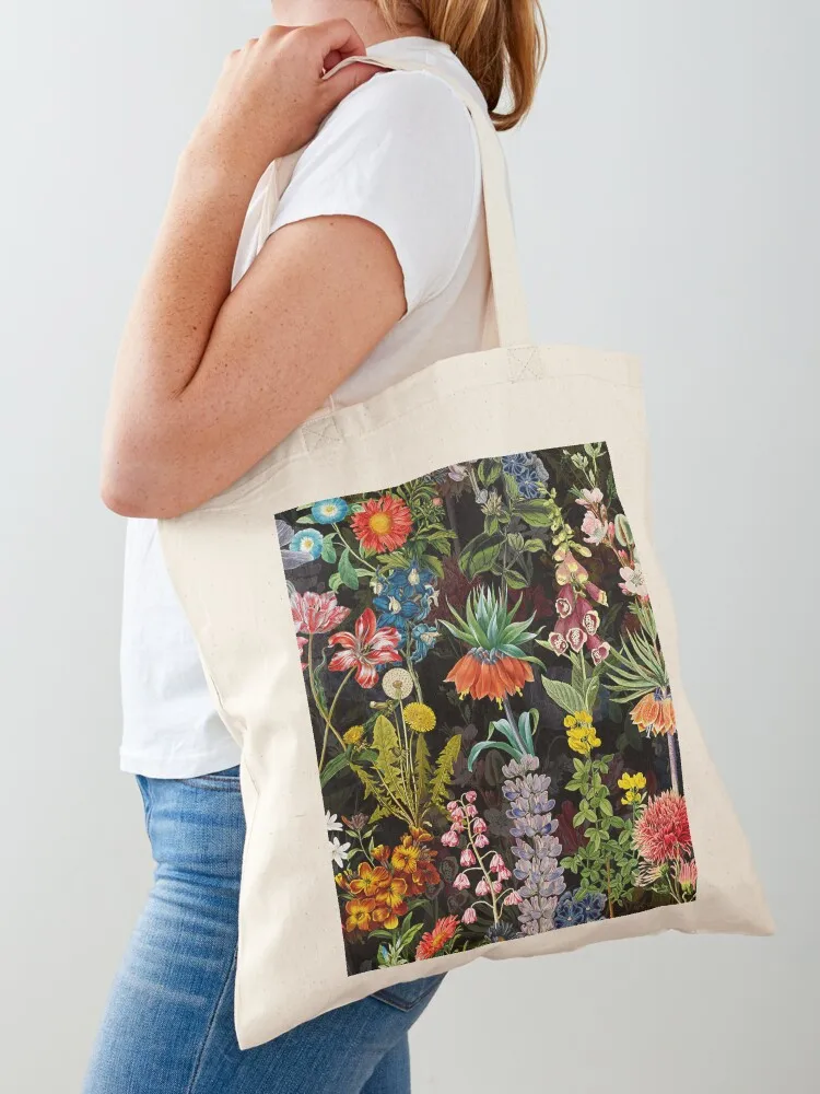 Vintage Springflower Midnight Botanical Night Garden Tote Bag hand bag Fabric bag