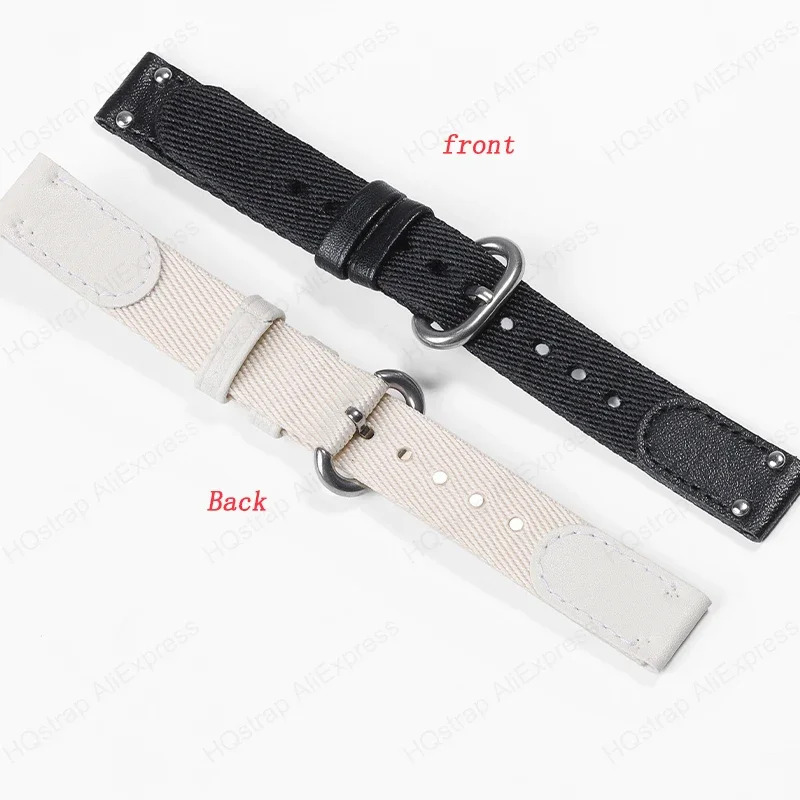 14mm 20mm 22mm Nylon +Leather Watch Strap Universal Bracelet Smart Watch Replacement Wristband Women Band Watches Accessories