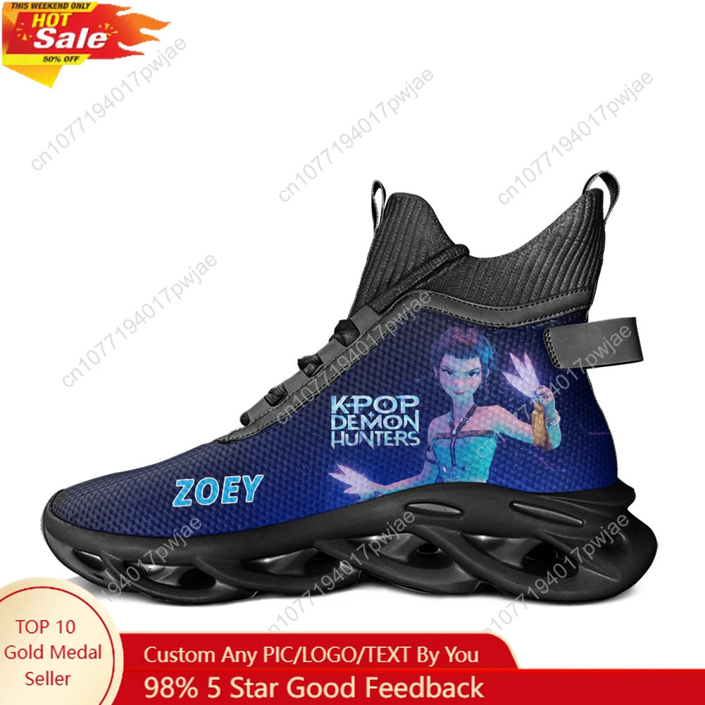 أحذية KPop Demon Hunters Zoey عالية الجودة أحذية رياضية مسطحة للرجال والنساء أحذية رياضية للمشي لمسافات طويلة والسفر أحذية جري خفيفة الوزن أحذية مخصصة