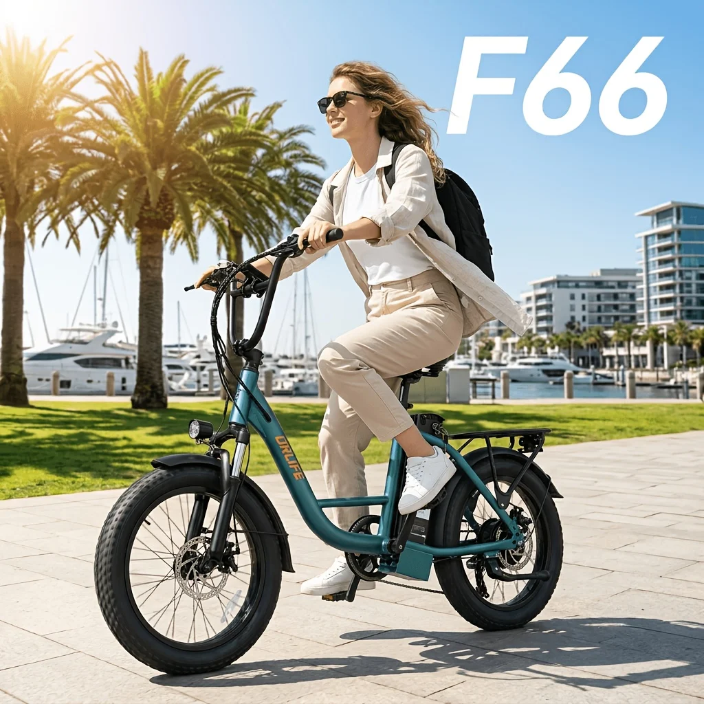 F66 Low-Speed Electric Bicycle, 15.53MPH E-Bike, 500W Peak Motor, 48V13Ah Battery, 20-Inch Fat Tire, Color LCD Display for Urban & Outdoor Riding image 1