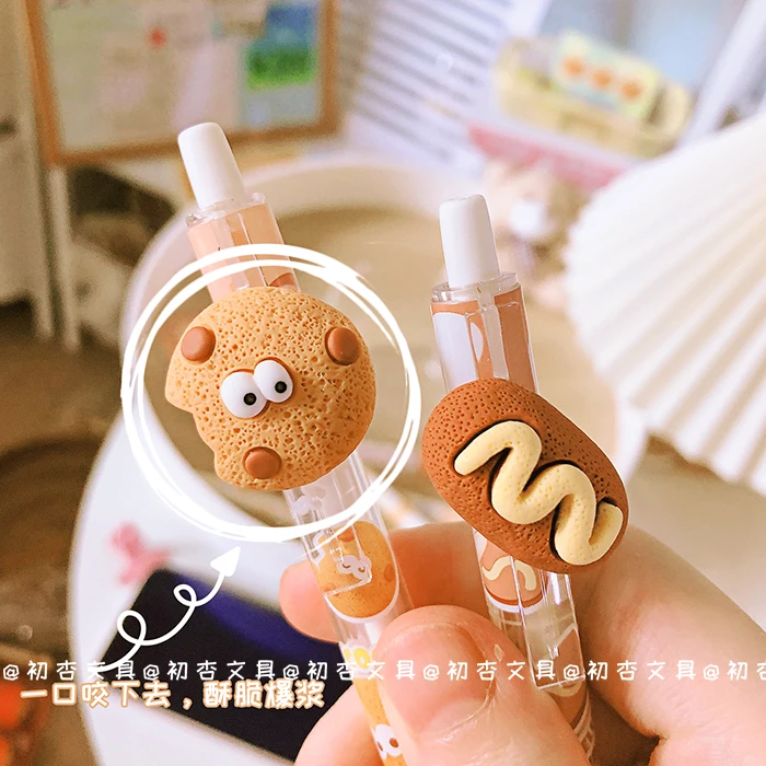 Stylo en gel effaçable Kawaii Cookies, fournitures scolaires et de bureau, cadeau de papeterie, encre bleue, retour à l\'école, mignon, 0.5mm