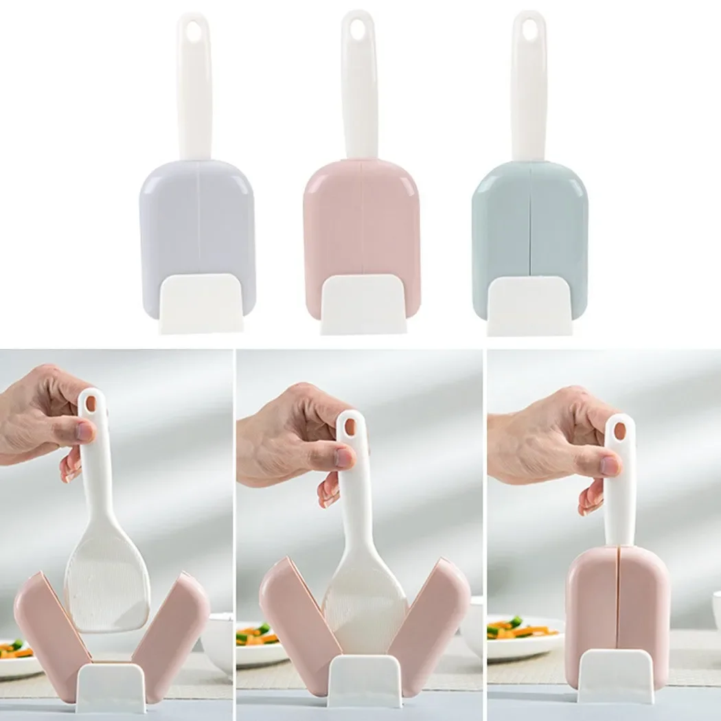 Portacucchiaio di riso con apertura e chiusura automatica antipolvere Portaoggetti in plastica da cucina * Cucchiaio 1 pezzo di stoccaggio automatico