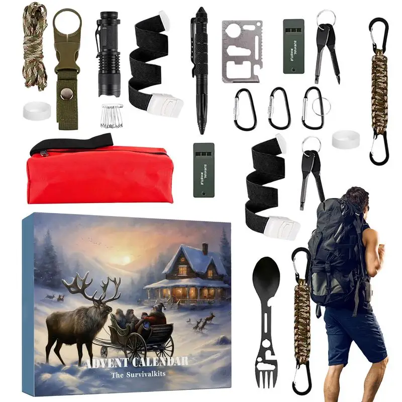 Survival Kit Advent Calendar Multifunctional Adventurous accessories practical Survival Tools Advent Calendar for outdoor lovers