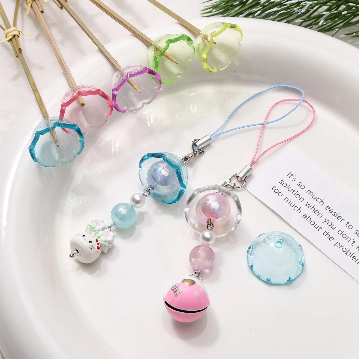 Colorful Clear Acrylic Jellyfish Bell Cover Beads Wind Chime Beads Charms For DIY Bracelets Phone Chain Jewelry Making Materials