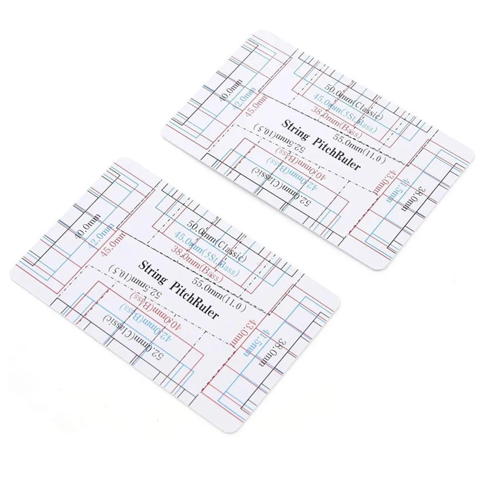 8.5x5.4cm/3.3x2.1inch Guitar String Action Gauge Ruler Double-sided Plastic The 12th Fret Top String Measuring Tool