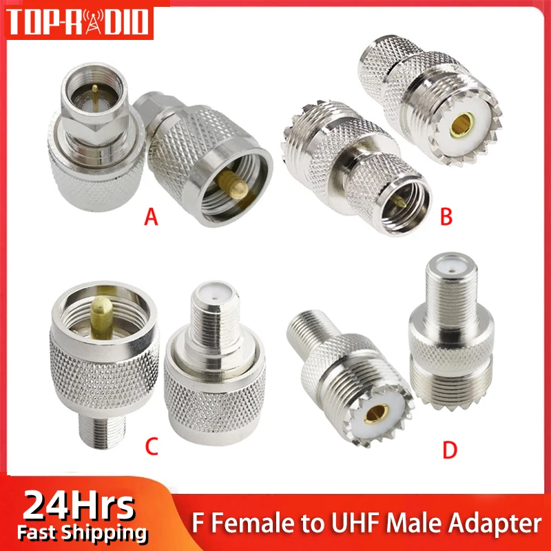 PL259 SO239 UHF Male Female to F TV Male Jack Female Plug Adapter PL-259 SO-239 Connector Straight Copper Nickle Plated