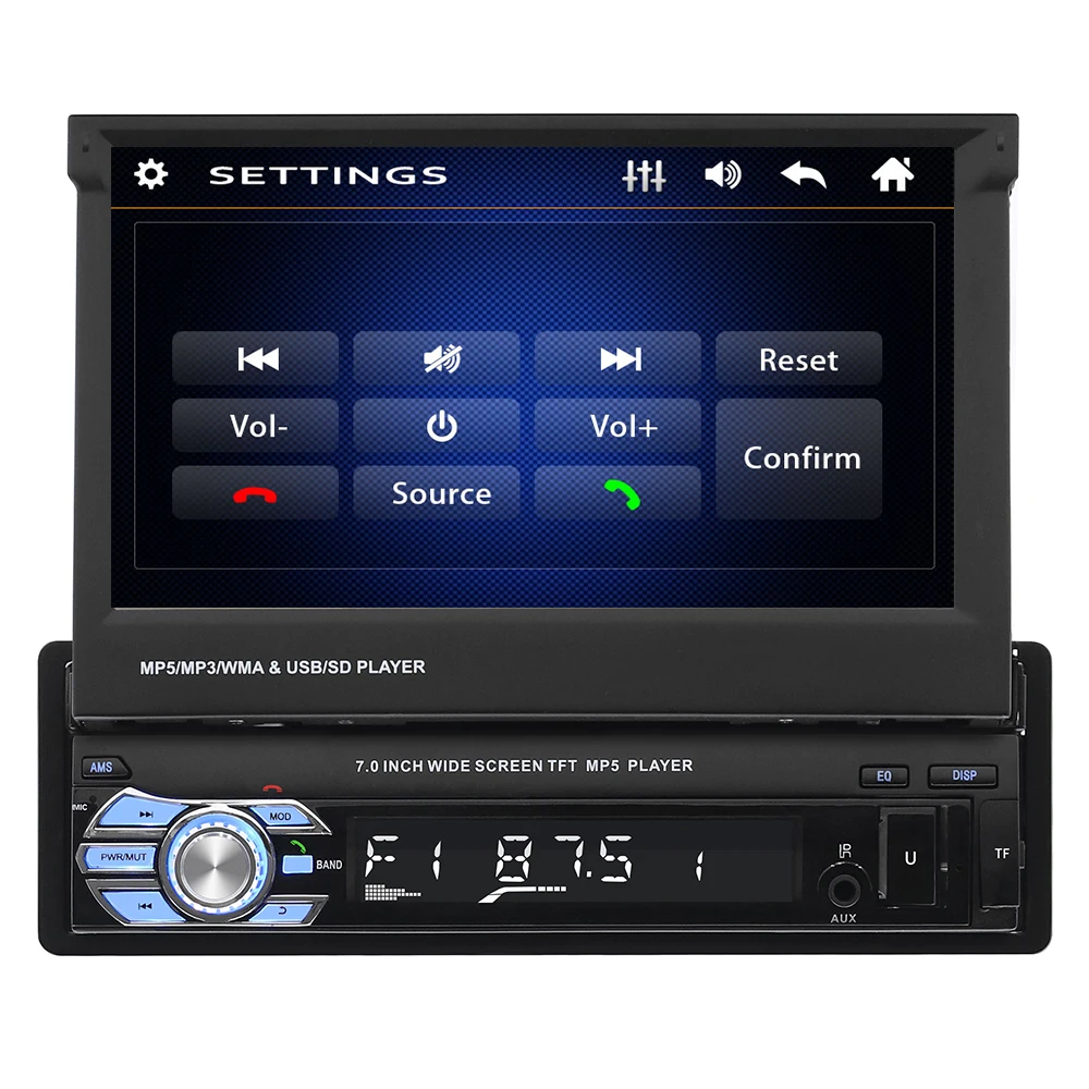 

910 ГОРЯЧИЙ автомобильный Mp3-плеер Sing 1 Din 7-дюймовый выдвижной экран с задней камерой Автомобильный радиоприемник DVD-плеер
