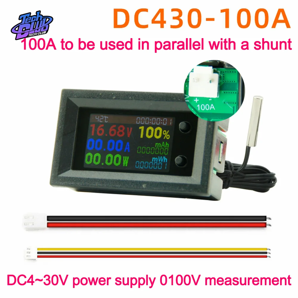 Imagem -02 - Digital Power Energia Voltímetro Amperímetro Tensão Wattmeter Temperatura Energia Elétrica Medidor de Frequência Ferramenta Kwh Dc430v