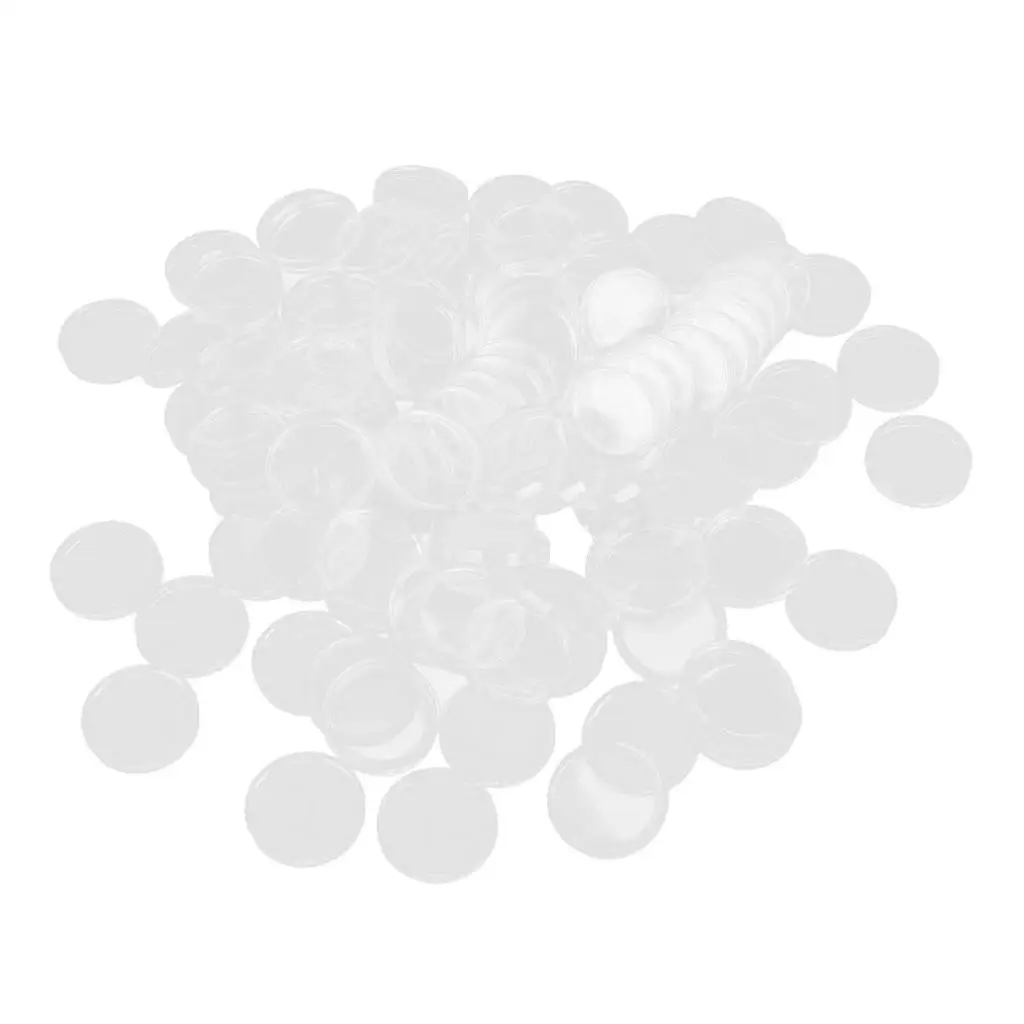 100x Transparent Round Coin Storage Case Collect Container Supplies