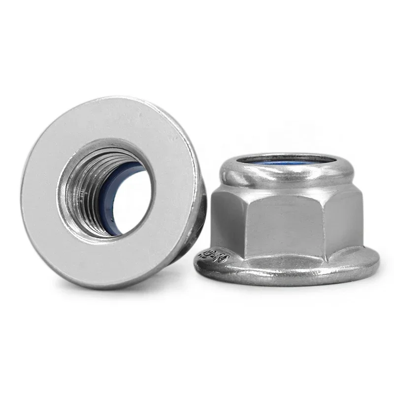 M5  20-100pcs Black/White Zinc Anti Tooth Flat Flange Nylon Metal Lock Nut   Hexágono Lock Nuts, alta qualidade