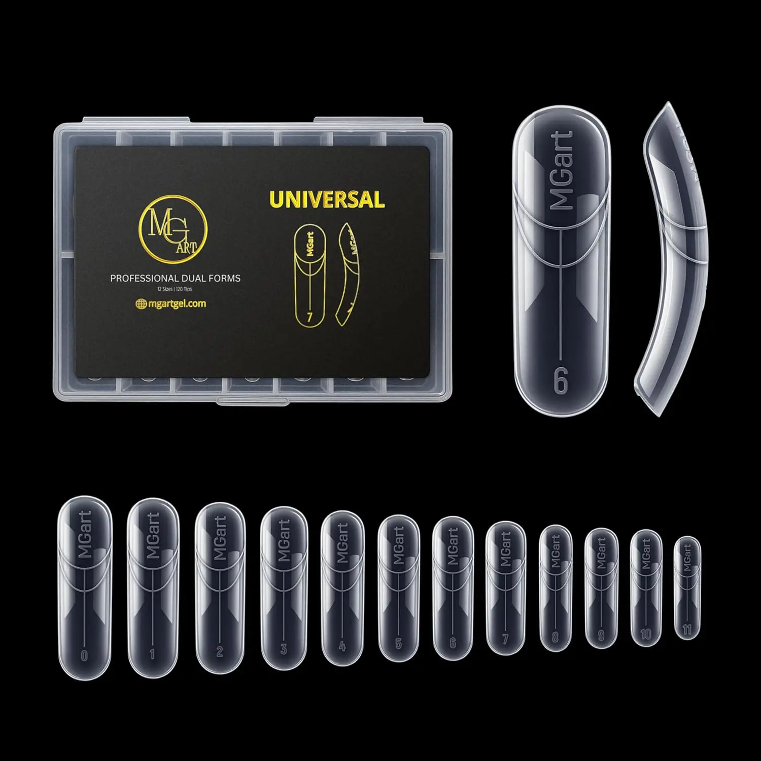 

Dual Nail Forms UNIVERSAL SQUARE Extension Structure Poly Nail Gel Full Cover Molds 12 Sizes for Solid Gel Glue Nail Art Design