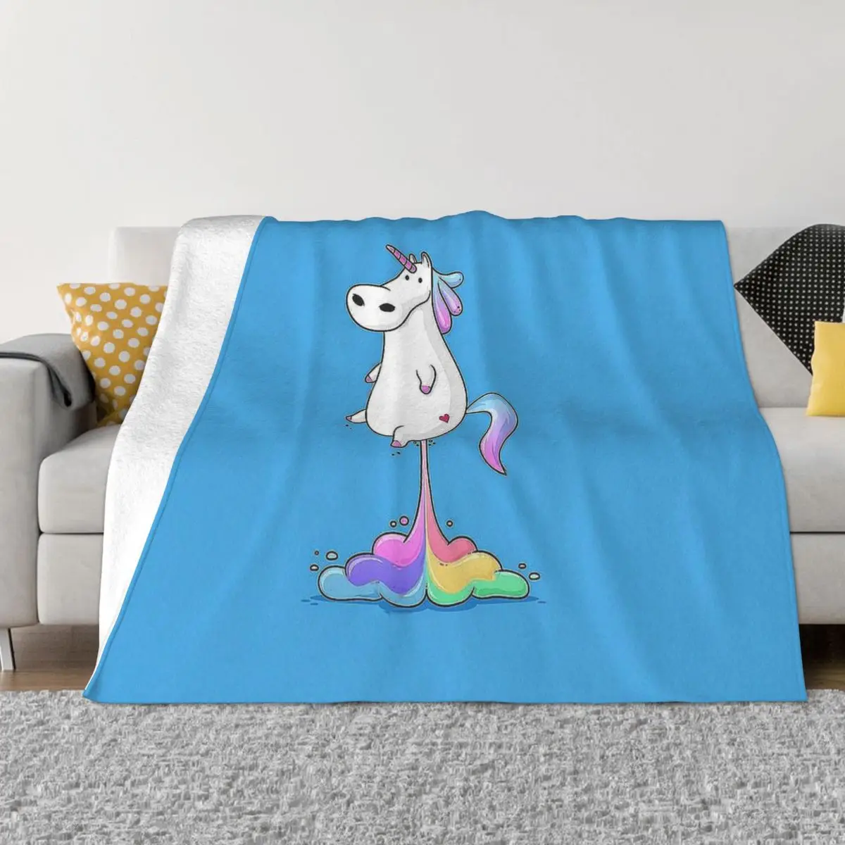 

Cartoon Anime Blanket Flannel Spring Autumn Unicorn Fart Warm Throws For Winter Bedding