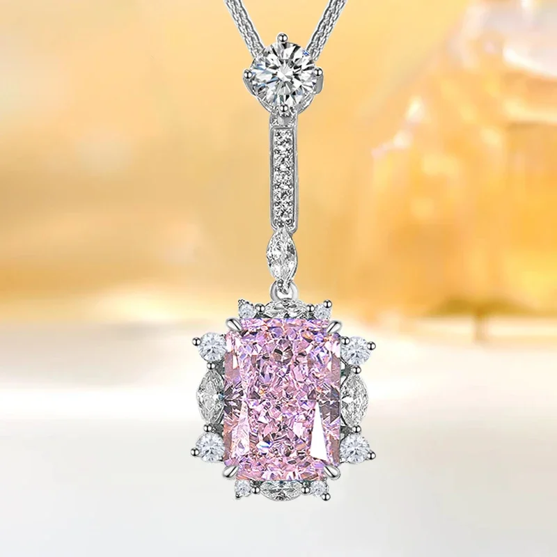 Fashionable Luxury Colorful Diamond Ice Cut 925 Sterling Silver Pendant Inlaid with Versatile Style pendant