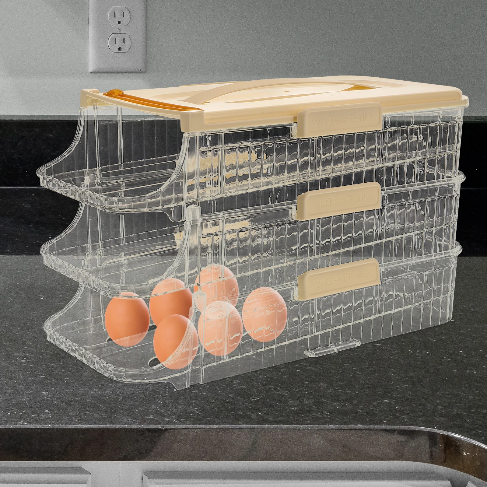 

Automatic Rolling Egg Storage Box Large Capacity Transparent Organizer Plastic Container Refrigerator Holder for Kitchen