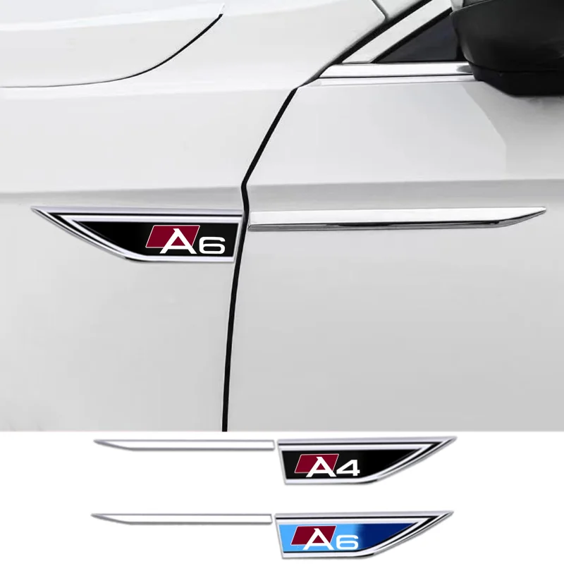 

Car Body Protective Sticker 3D Metal Car Emblem Logo Fender Blade Decal Badge For Audi A3 A4 A5 A6 A7 A8 Q3 Q5 Q7 Q8 accessories