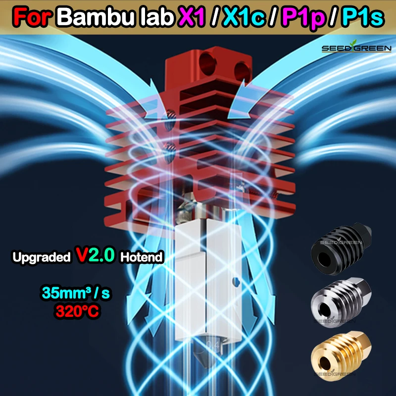 Brass Copper Hardened nozzles Thermistor Bambu Lab Hotend Upgrade TZ 2.0 Version Bi Metal Fit Bamboo X1 X1C X1E P1P P1S hotend