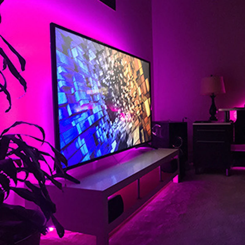 Fita de Luz LED Auto-adesiva, Cor RGB Fluida, Multifuncional, Casa, Computador, Armário, Escada, Decoração Interior, 5V