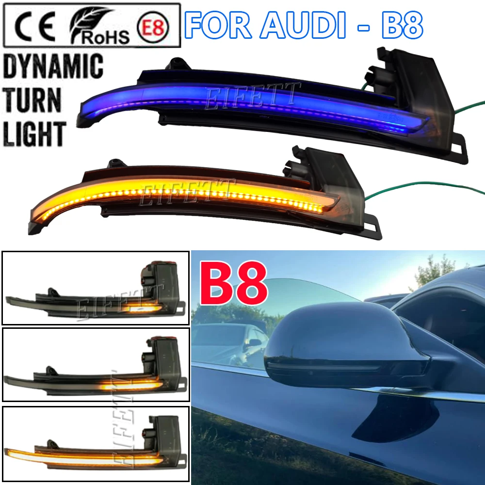 2X Dynamic Blinker Side Mirror Light LED Turn Signal For Audi A4/S4 2008-2009 B8/8 K A5/S5 2007-2009 B8/8 K A6/S6 2008-2011 4F/C