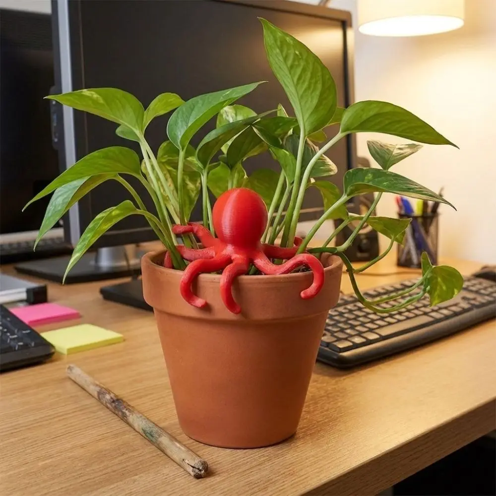 3D Printed Animal Shaped Plant Support Clip Devil-fish Shaped Creative Plant Stem Support Plastic Plant Stake Home Gardening