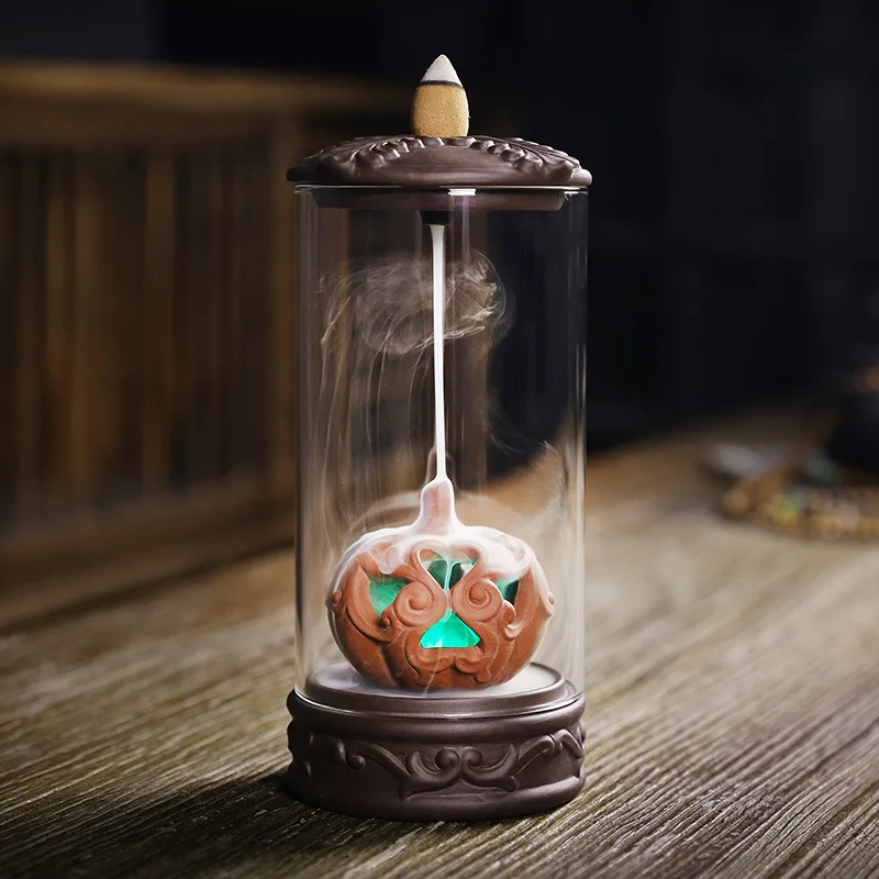 Autumn Winter LED Colorful Light Acrylic Sandalwood Incense Burner for Office and Home Wholesale