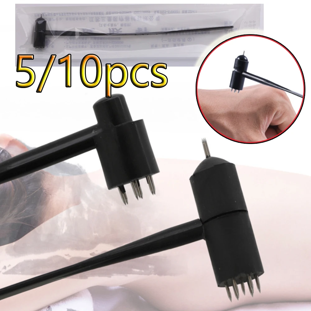 

5/10pcs Disposable Plum Blossom Needle Double Head Dermal Needle Skin Seven Star Needle Blood Hammer Sterile Acupuncture Massage