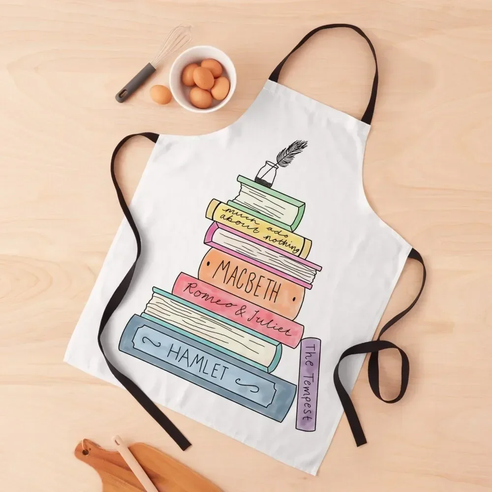 Shakespeare book stack Apron work ladies Chef Uniform Women Apron