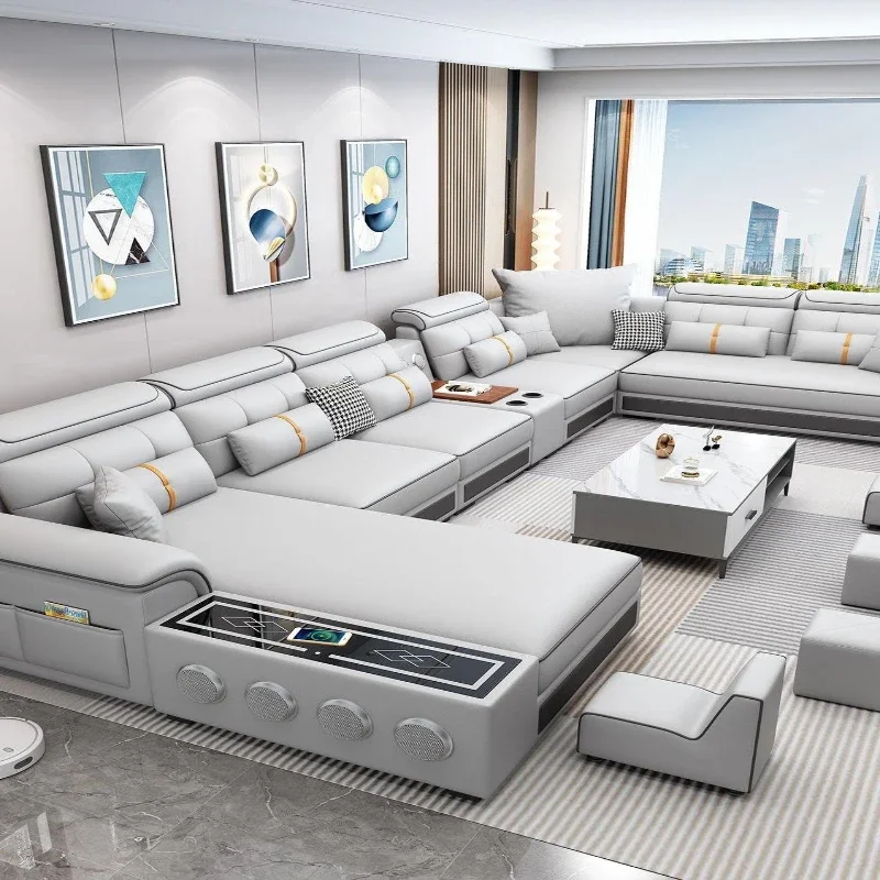 Technology cloth sofa U-shaped modern living room latex version sofa