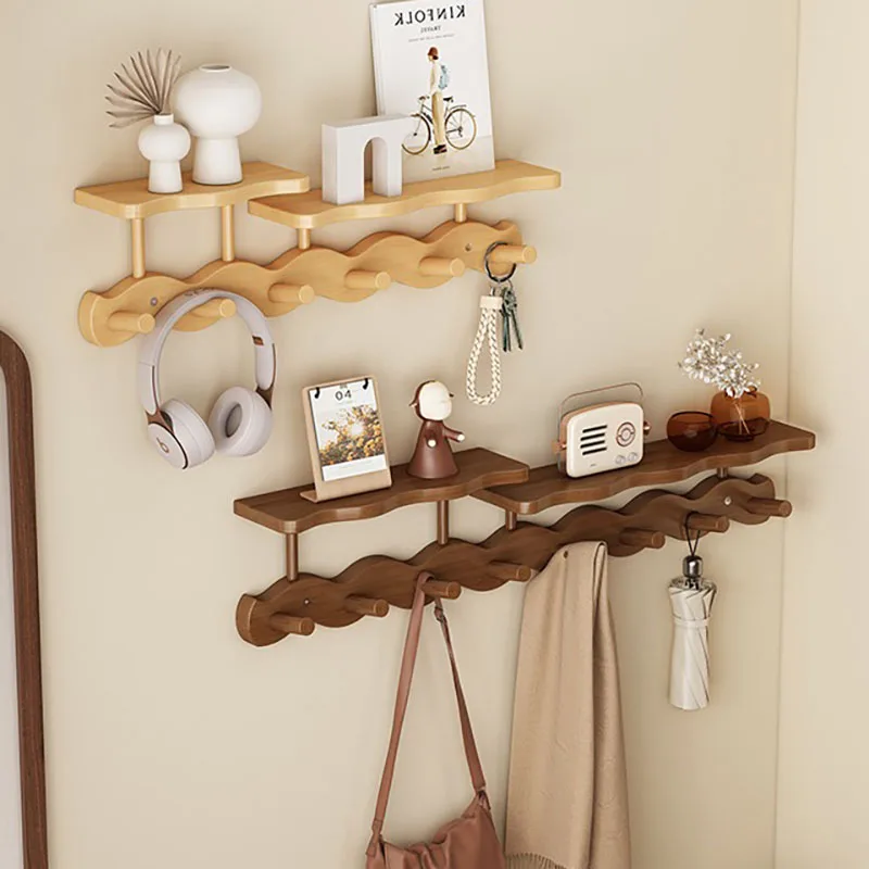 Hanging Hooks Hall Coat Racks Bamboo Hanging Hooks Creative Clothes Scarf Keys Wall Mounted Storage