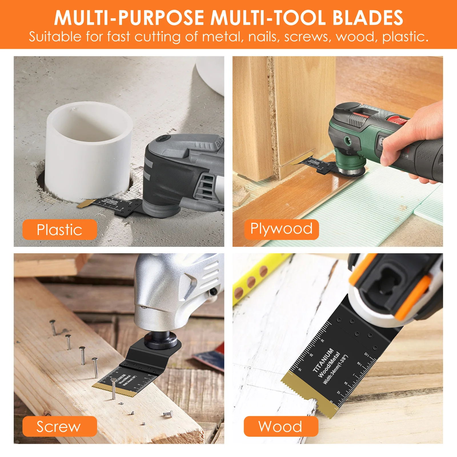 12 قطعة شفرات المنشار المتأرجحة من التيتانيوم ثنائية المعدن تتأرجح شفرات متعددة المهام أداة للمعادن الخشب المسامير مسامير قطع البلاستيك #4