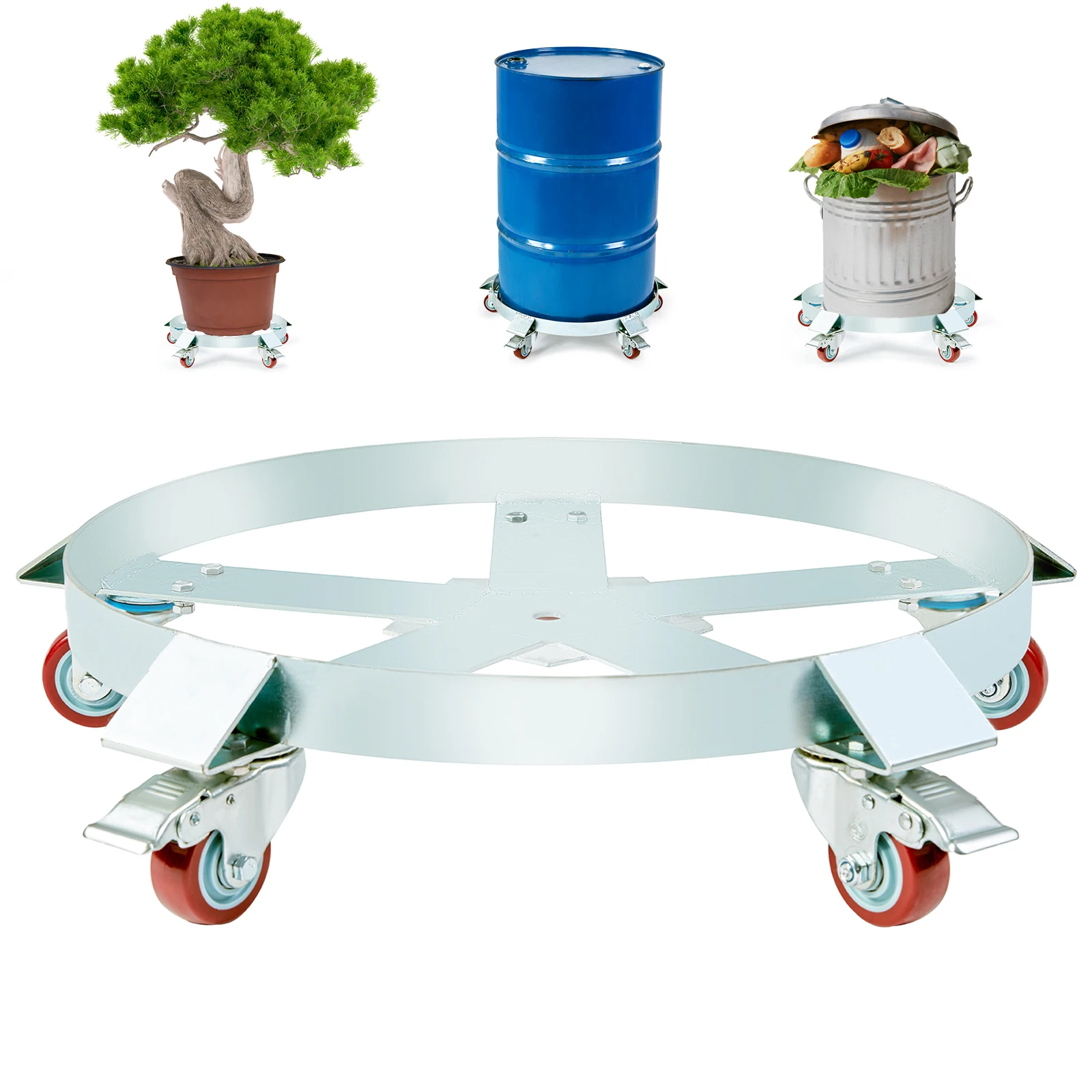 VEVOR 1250lbs Drum Dolly Cart 55 Gallon Caddy Barrel Dolly Hand Truck with 5 Swivel Casters Wheel for Warehouse Drum Handling