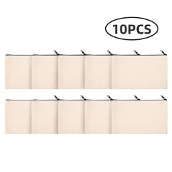 10PCS Canvas Zipper Bags Pencil Pouch Makeup Bags Blank Canvas Pencil Case Cosmetic Bag For Travel DIY Craft School
