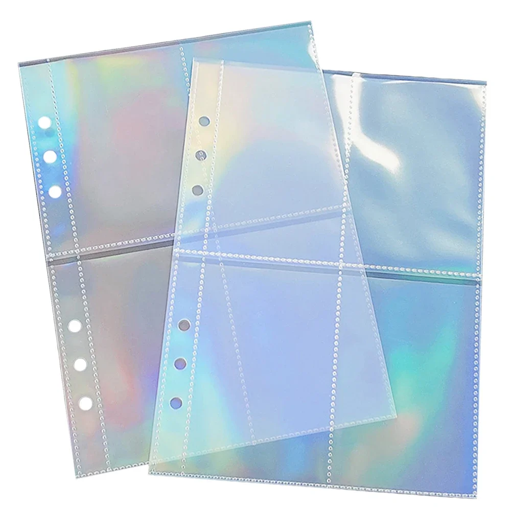 

10 Sheets A5 6 Ring Clear Laser Binder Refills 1 2 4 Pockets Sleeves Toploader Budget Photocards Card Book Notebook Photo Album