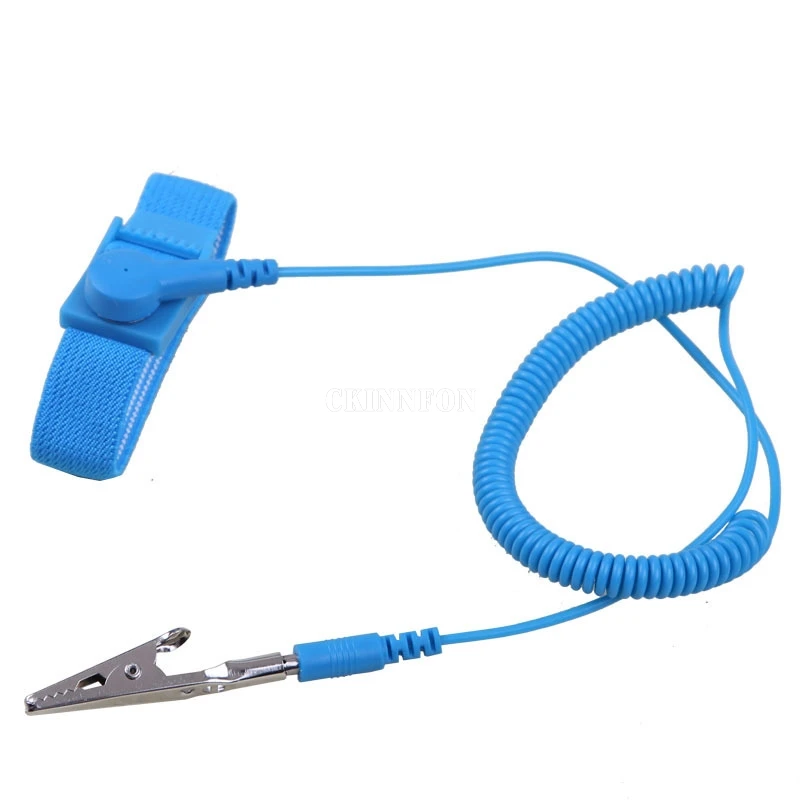 

500 шт./лот Антистатические ESD-браслеты с зажимом и разрядными кабелями для электриков и работников с ИС-оборудованием